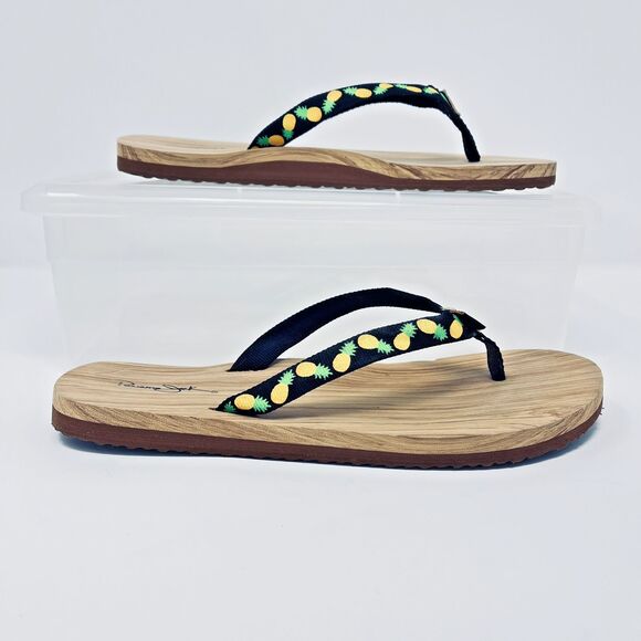 Panama Jack Men's Pineapple Flip Flops, Med 8-9 Lightweight Beach Vacation - Picture 3 of 4